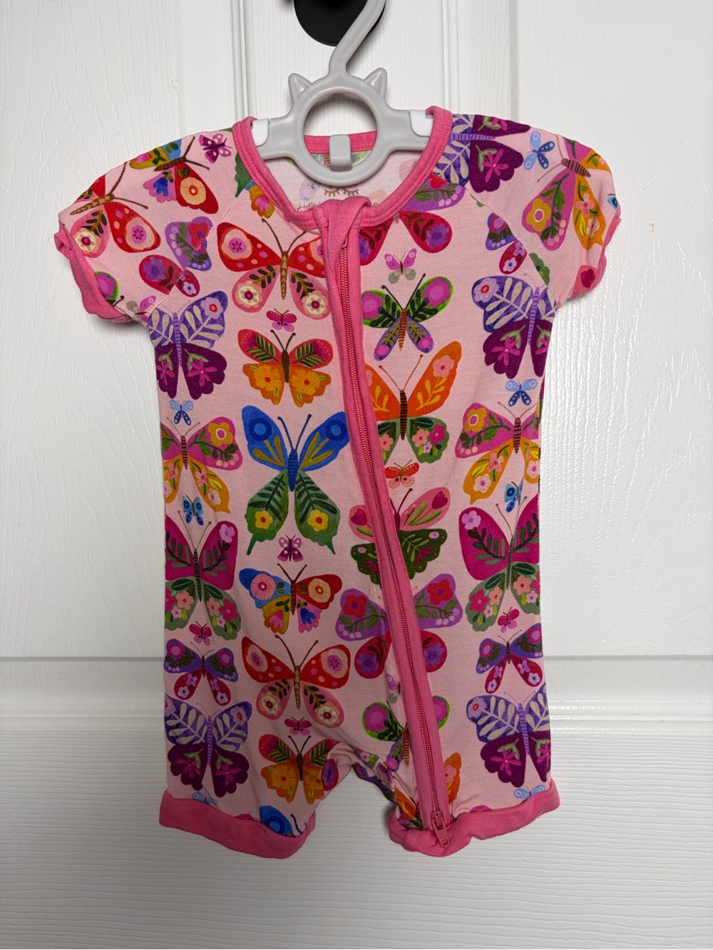 Little Sleepies Flutter Garden Shorty Zippy 3-6M Pink Butterfly Bamboo